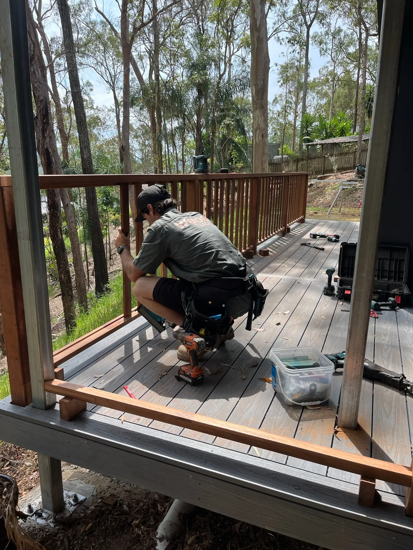 Installing timber balustrade on a completed renovation project
